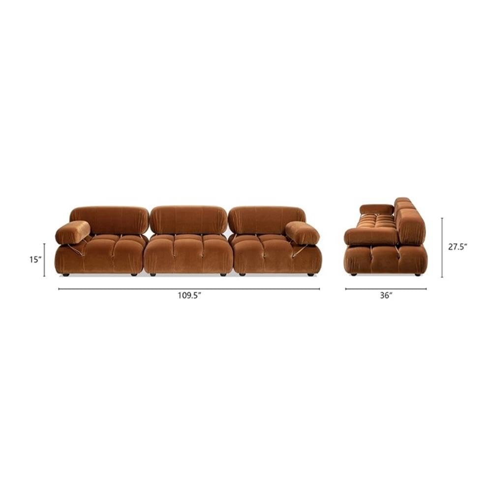 Burnt Orange Velvet 3-Piece Modular Sofa R81526