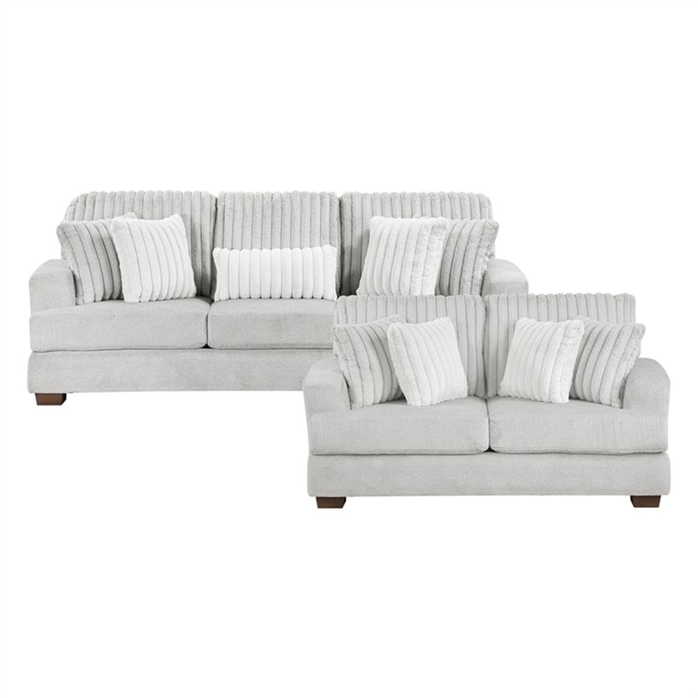 Light Gray Microfiber Upholstered Love Seat L863328