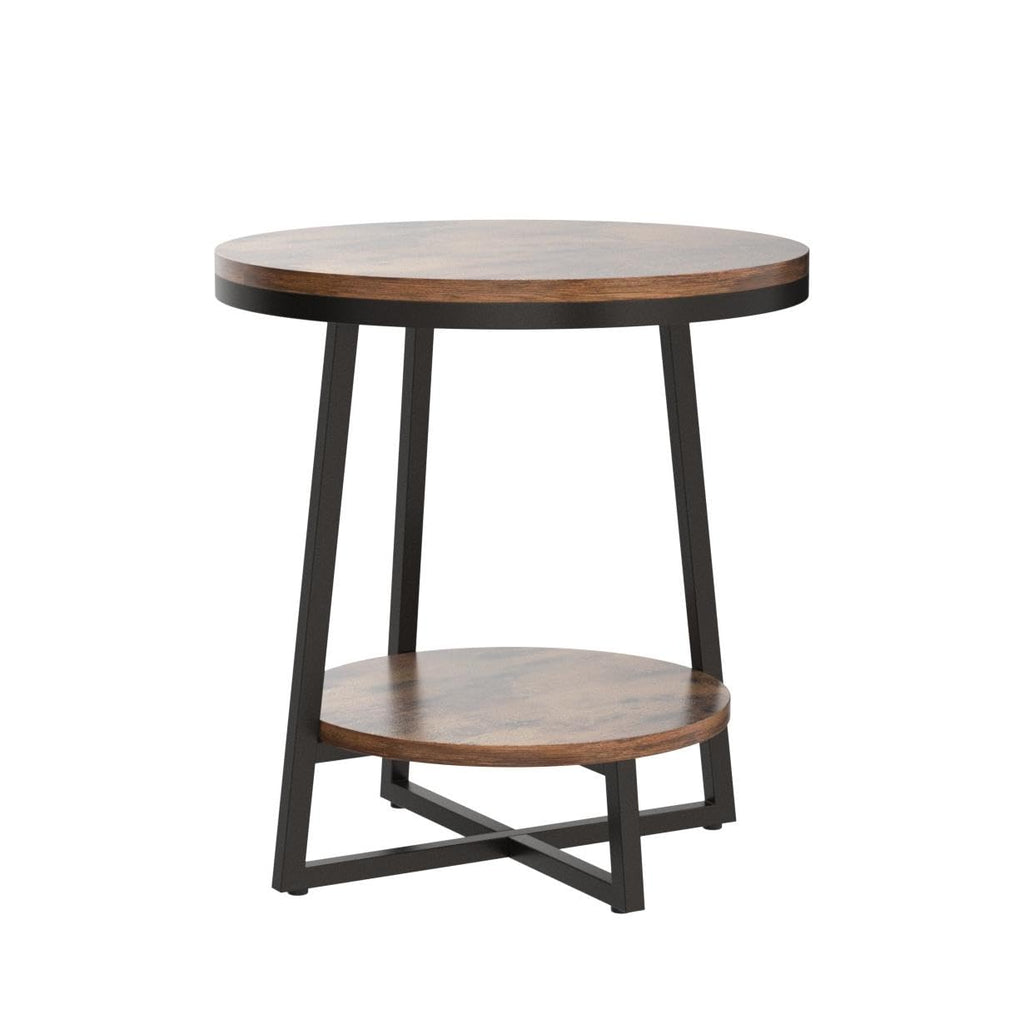 2 Tier Round End Table with Storage Shelf P7567