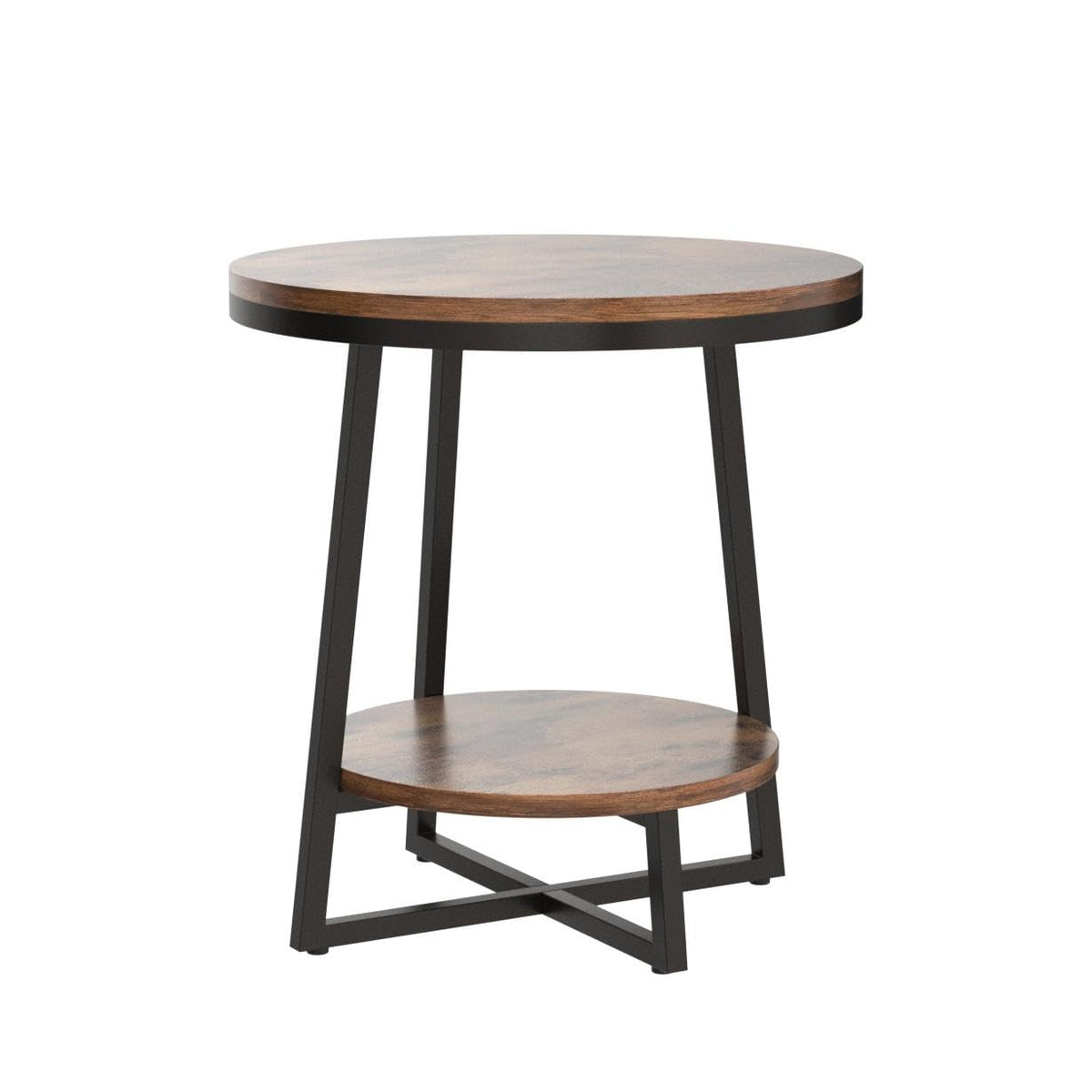 2 Tier Round End Table with Storage Shelf P7567