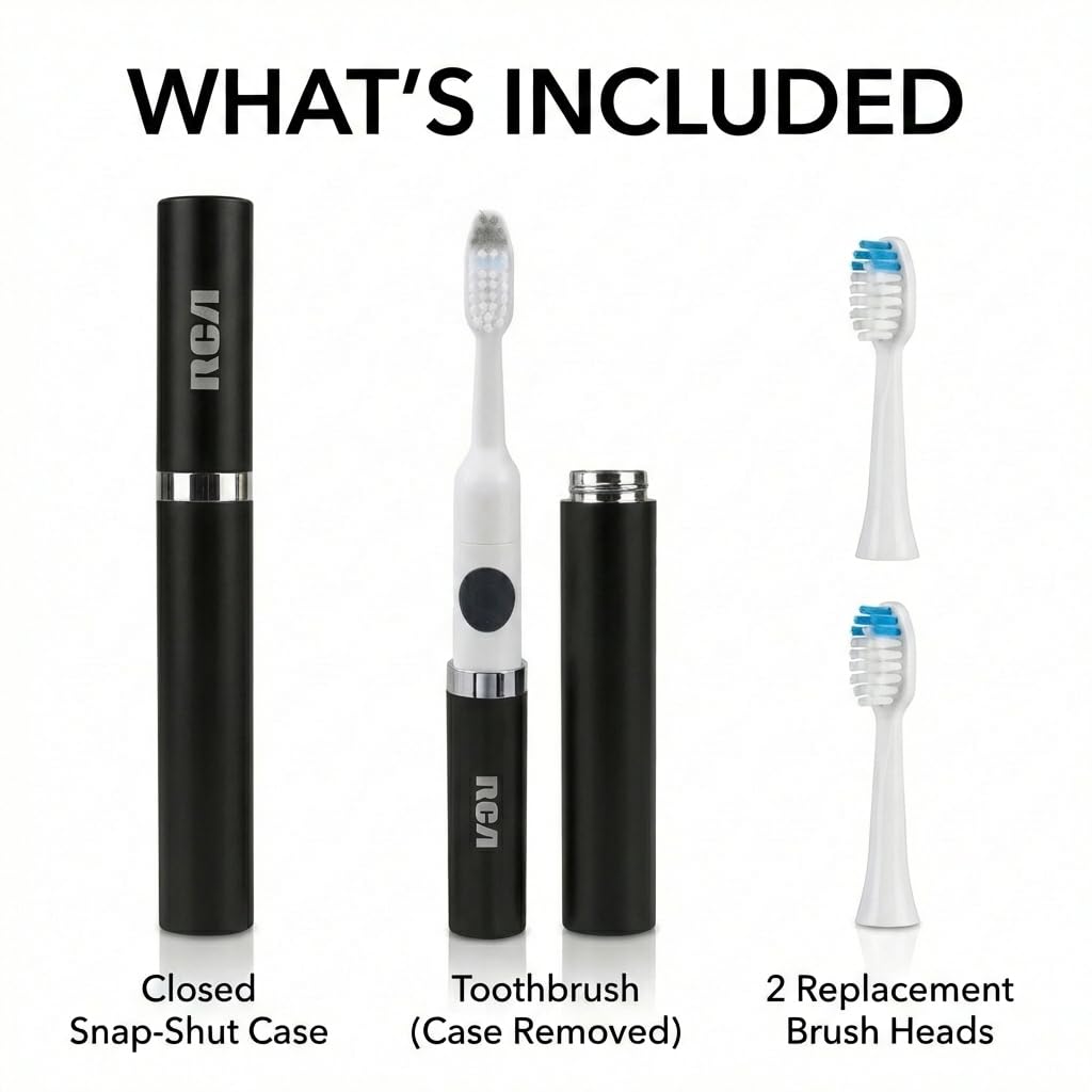 Black Battery Powered Electric Toothbrush with Extra Brush Head S4009