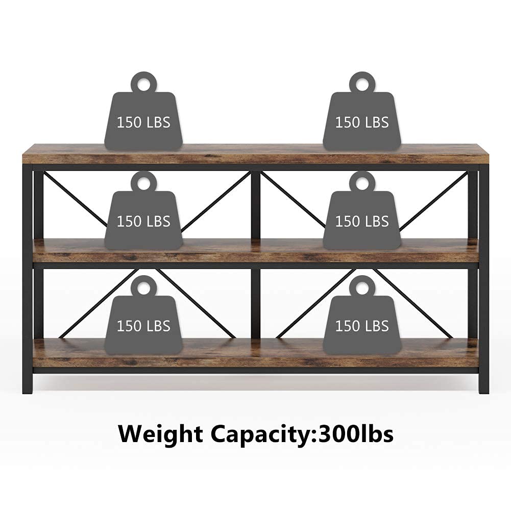 55 Inches 3 Tiers Console Table with Storage Shelves I757