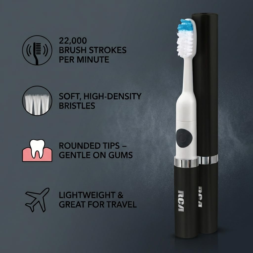 Black Battery Powered Electric Toothbrush with Extra Brush Head S4009