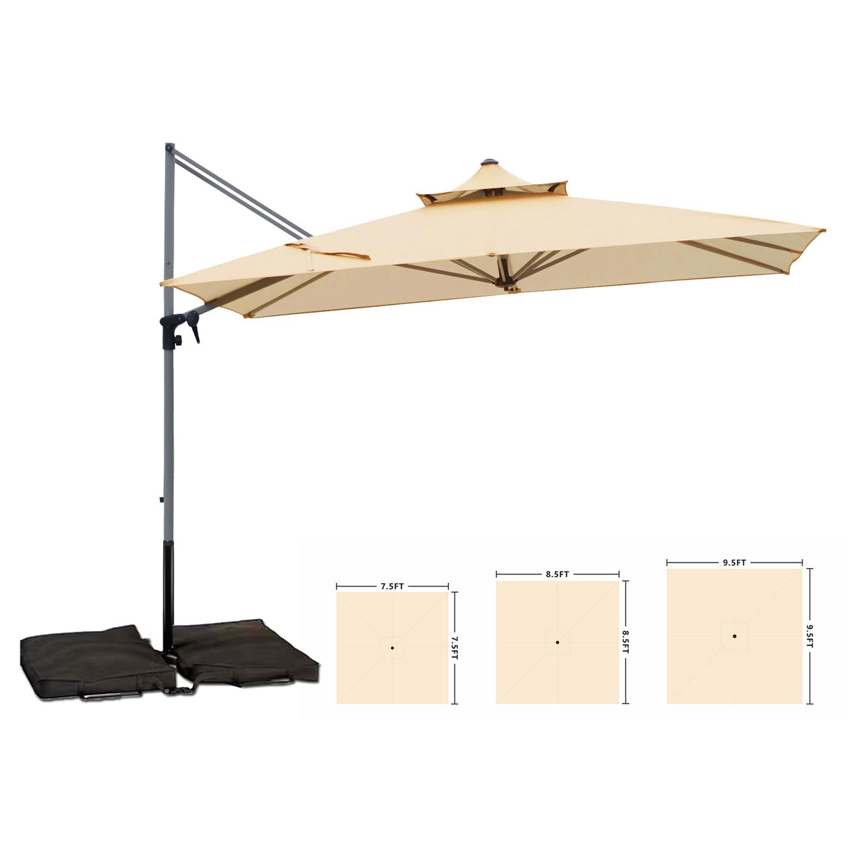 Rectangle Aluminum Offset Patio Umbrella, Beige L8081