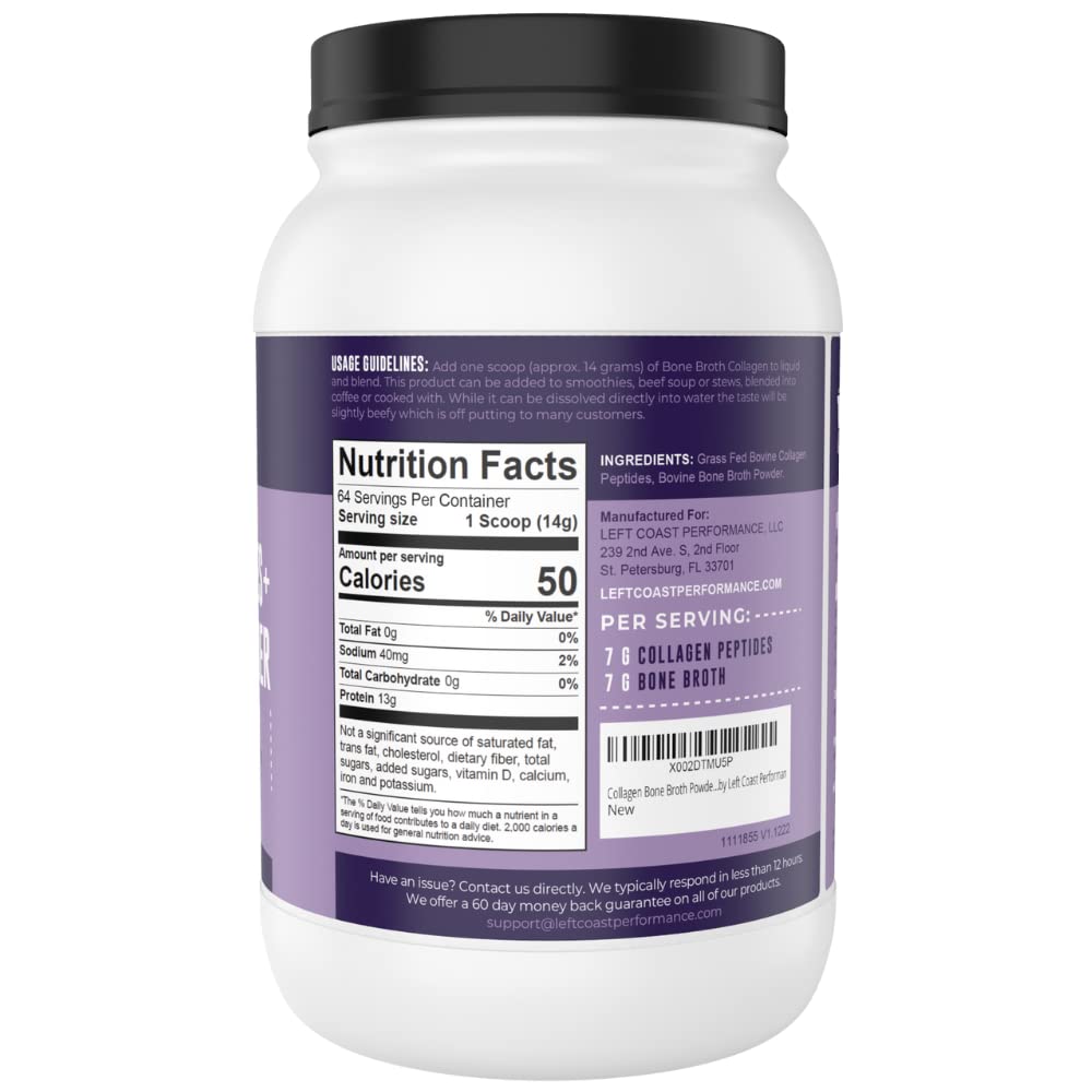 Collagen Bone Broth Powder, Unflavored, 2lb Z3569