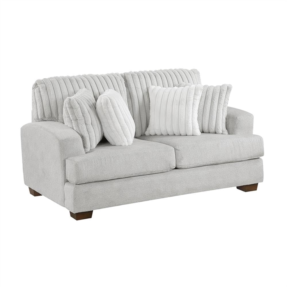 Light Gray Microfiber Upholstered Love Seat L863328