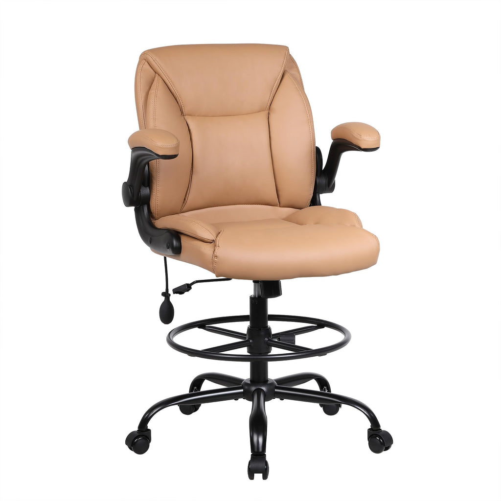 Brown PU Leather Drafting Chair Q97043