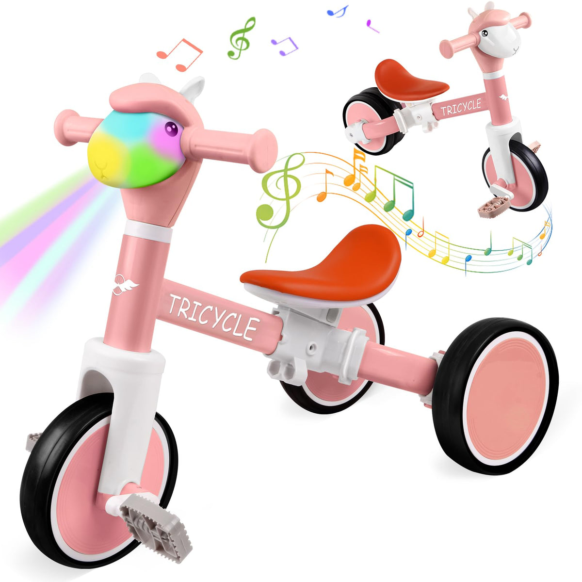 4-in-1 Kids Tricycle with Light & Music L26828
