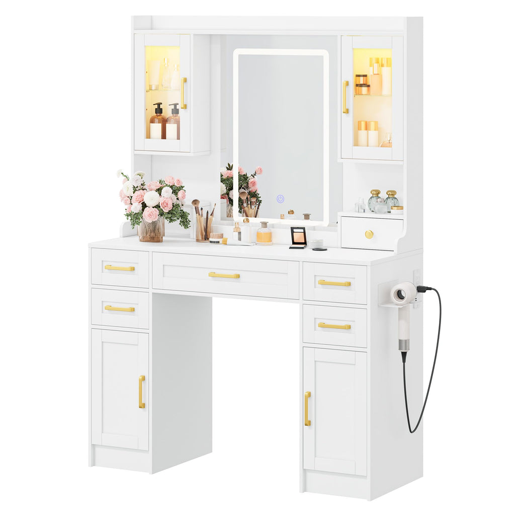 Vanity Desk with Mirror and LED Lights A8652