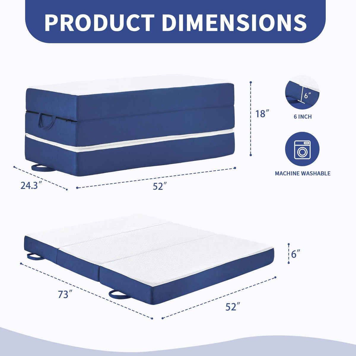 Foldable 6" Trifold Mattress Full Size S948