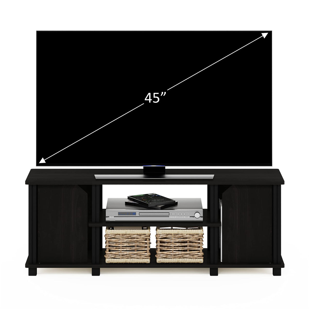 3-Tier Open Shelf TV Stand with Cabinets N202