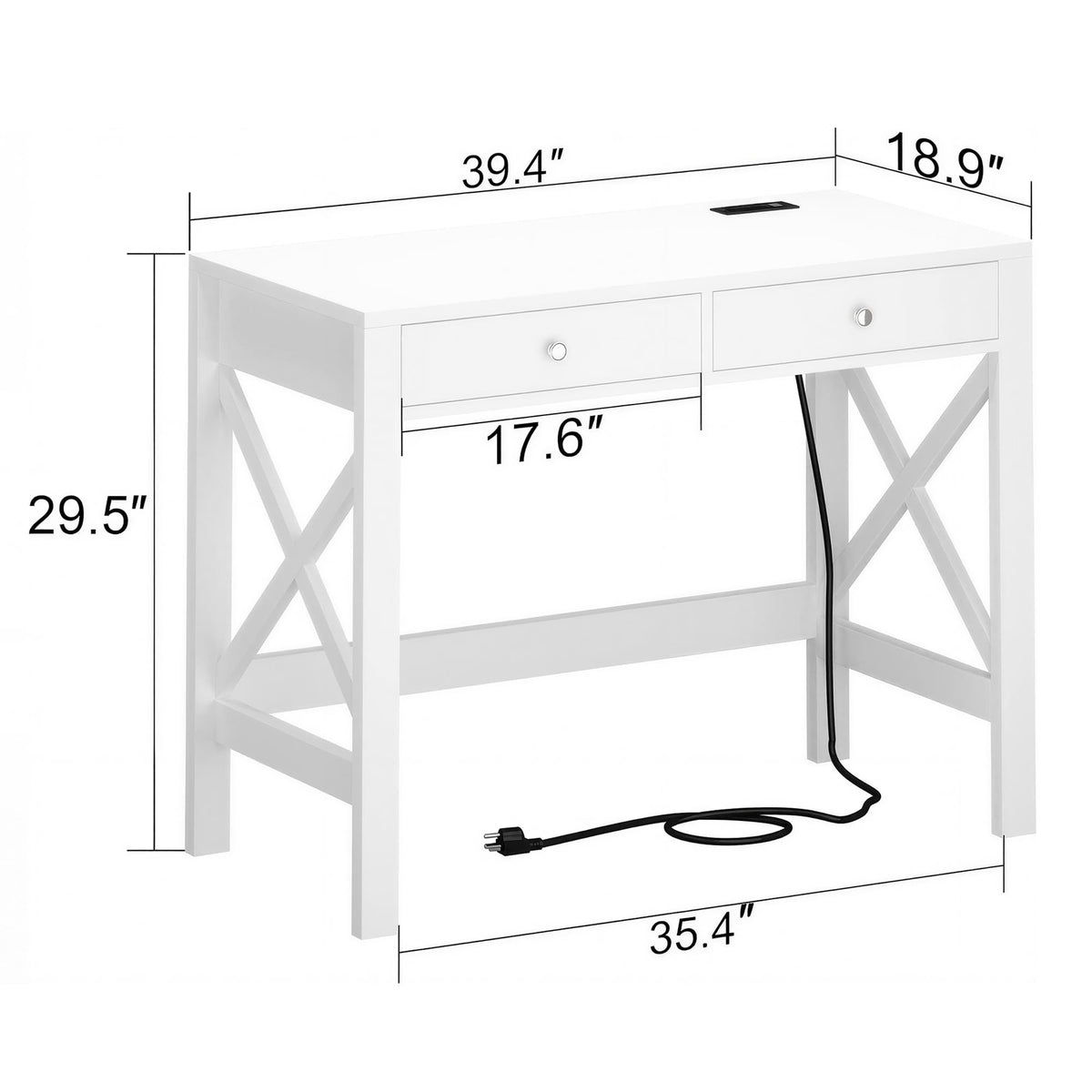 39.4 Inches Computer Desk with 2 Drawers E21974