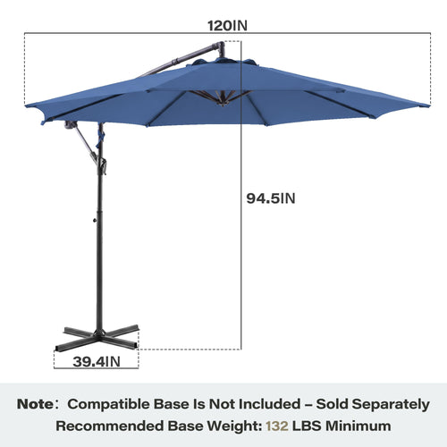 10ft Navy Blue Offset Cantilever Patio Umbrella N8583