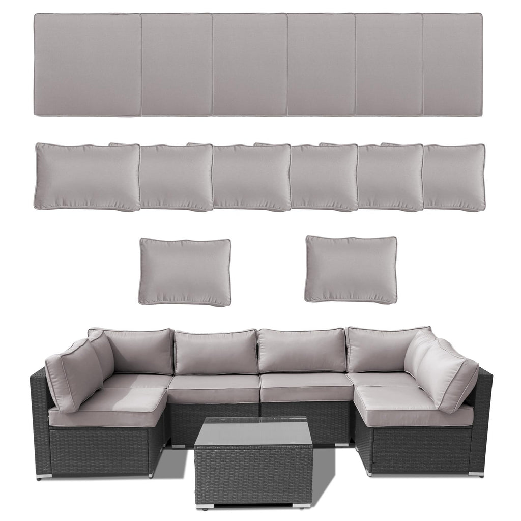 14 Piece Waterproof Outdoor Sofa Cushion Replacement with Zippers K71084