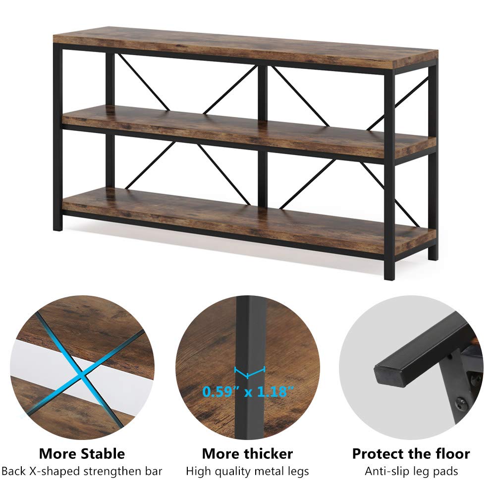 55 Inches 3 Tiers Console Table with Storage Shelves I757