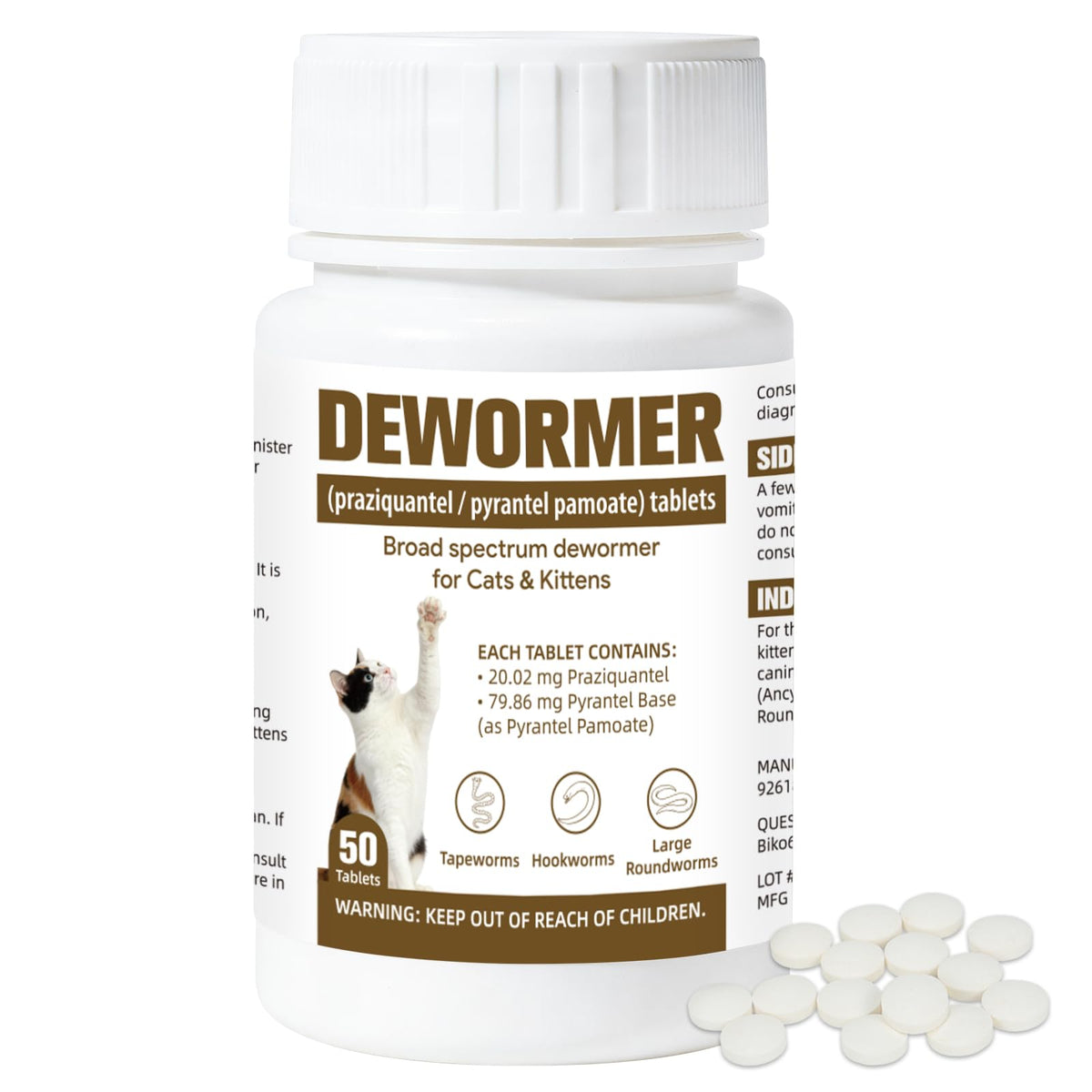 Broad-Spectrum Dewormer for Cats & Kittens, 50 Tablets X510