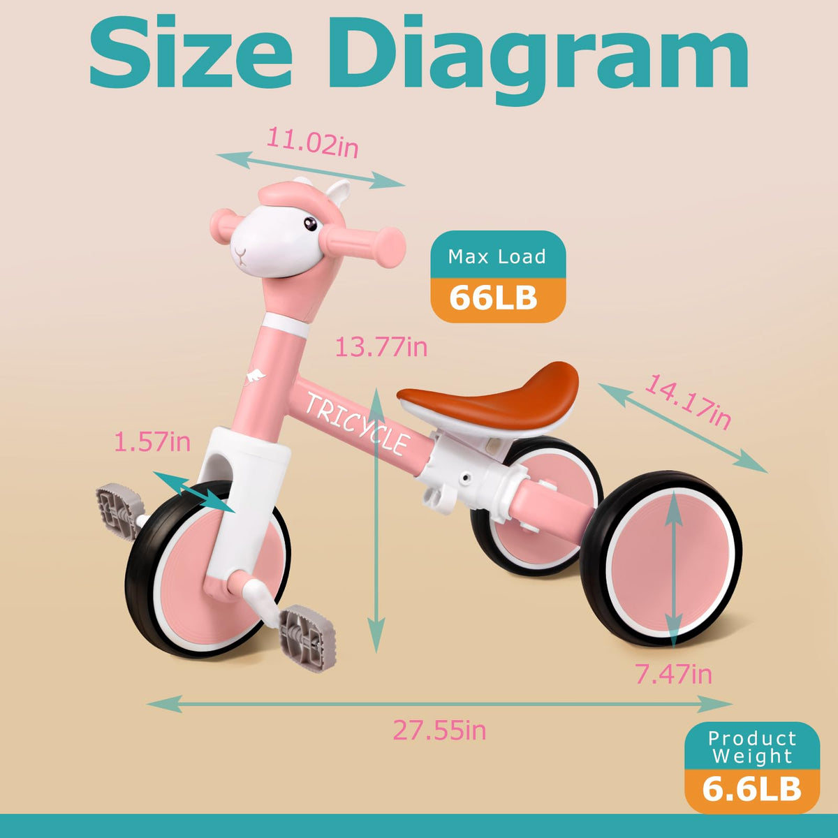 4-in-1 Kids Tricycle with Light & Music L26828