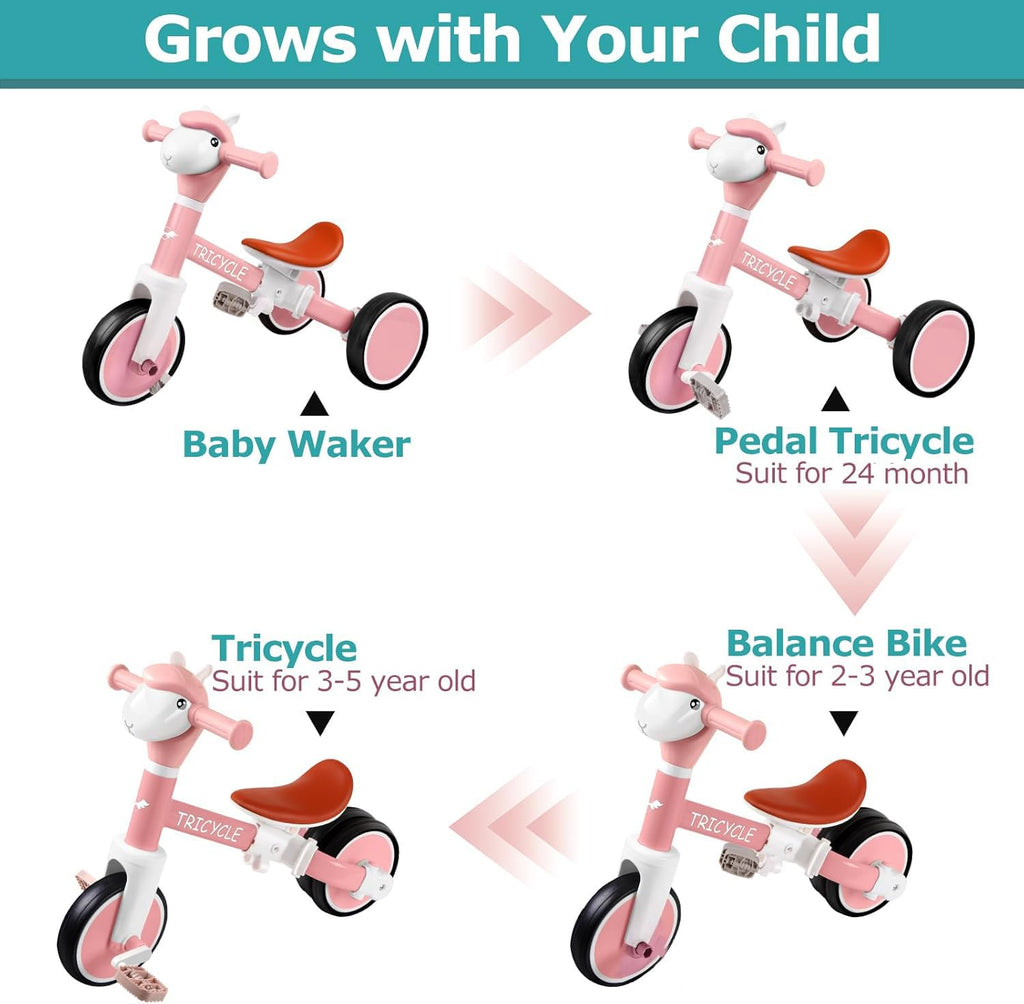 4-in-1 Kids Tricycle with Light & Music L26828