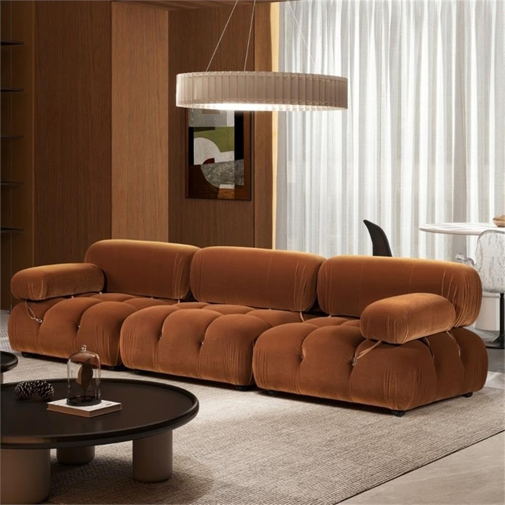 Burnt Orange Velvet 3-Piece Modular Sofa R81526