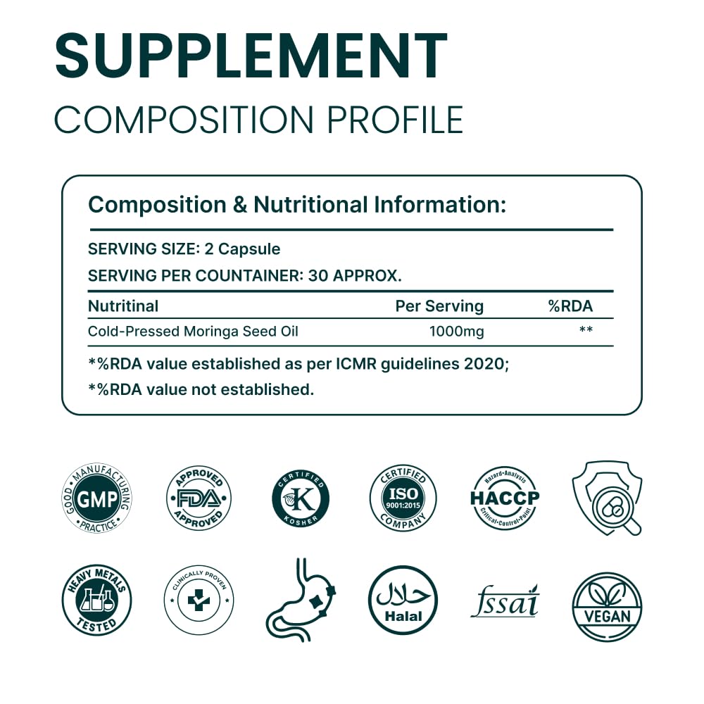 Moringa Seed Oil 1000mg 60 Capsules E993