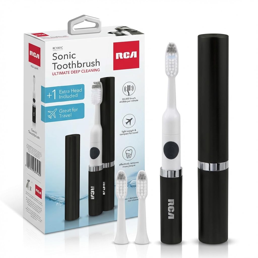 Black Battery Powered Electric Toothbrush with Extra Brush Head S4009