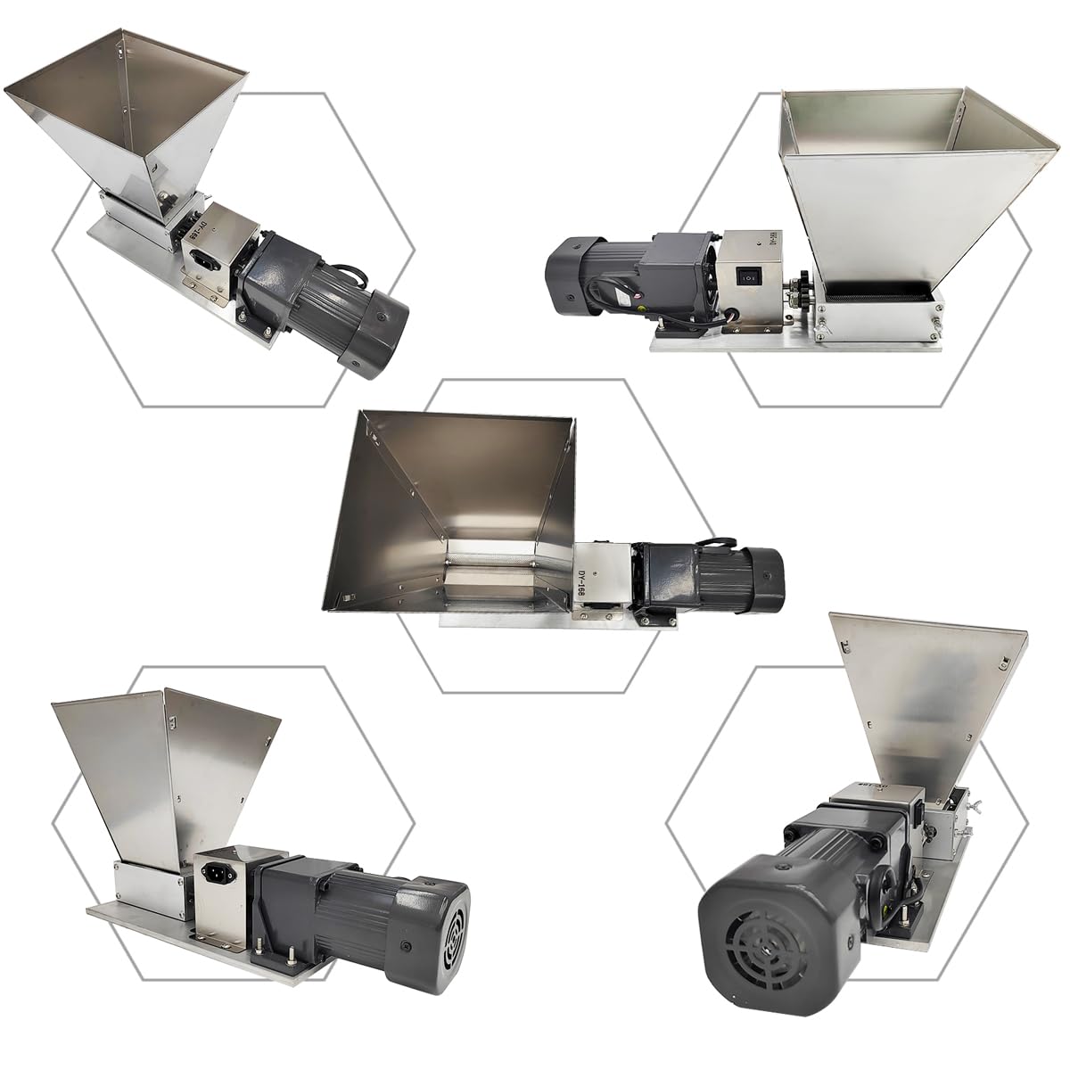 110V 60W 75RPM Stainless Steel Grain Mill with 4 Hopper and 2 Rollers B178