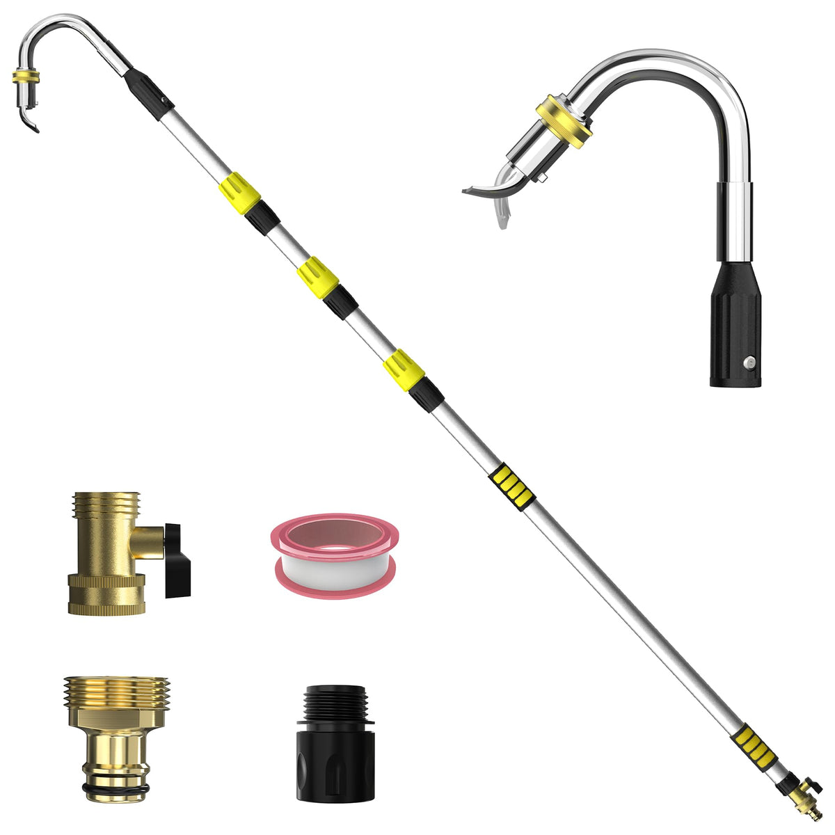 24FT Telescopic Gutter Cleaning Tool with 360° Rotatable Metal Head T603