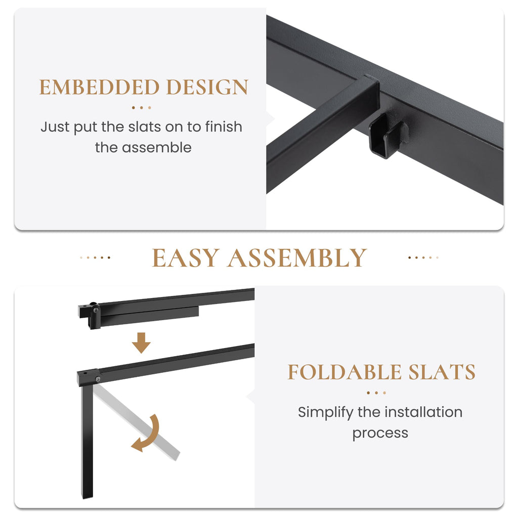 Full Size Black Metal Platform Bed Frame Q842