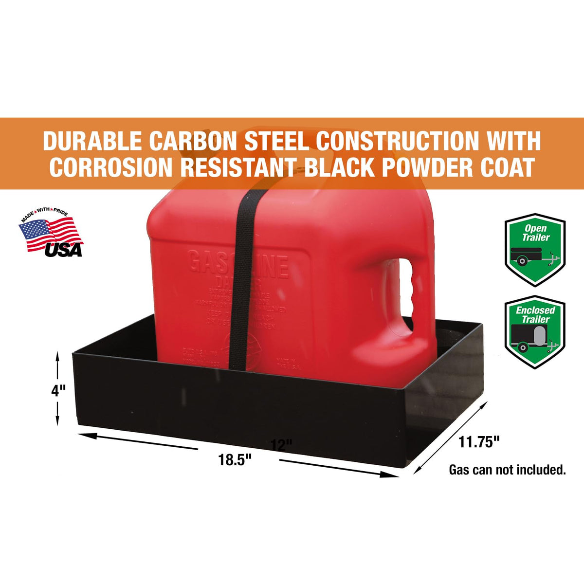 Carbon Steel Gas Container Rack with Nylon Strap, Black K106078