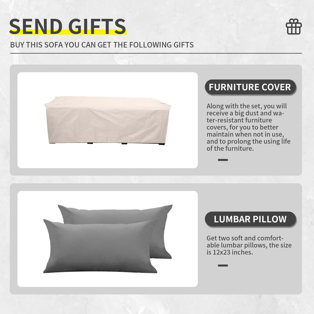 Light Grey Wicker 3-seat Outdoor Sofa with Cushions P350