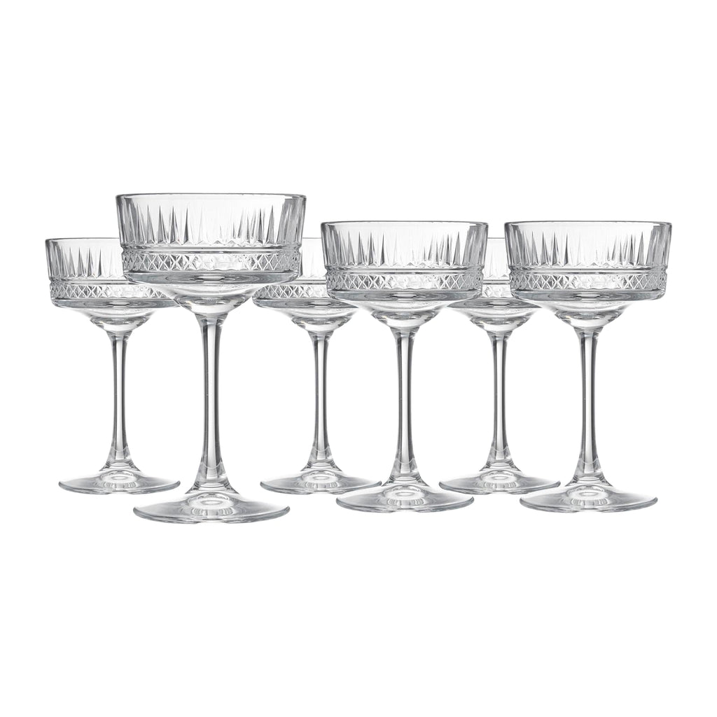 Vintage Coupe Glasses Set Of 6 Long Stem Glassware 8.8 oz U8499