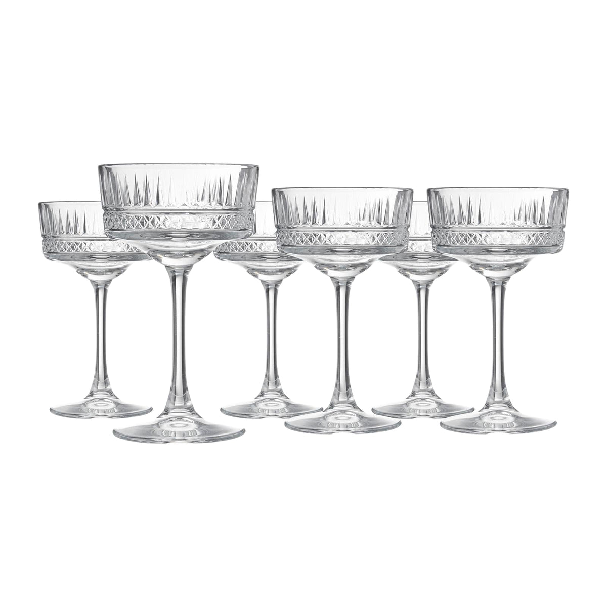 Vintage Coupe Glasses Set Of 6 Long Stem Glassware 8.8 oz U8499