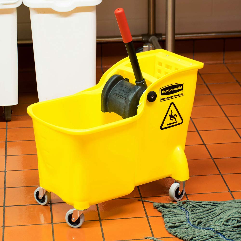 31 QT Tandem Mop Bucket and Wringer Combo on Wheels, Yellow U6353