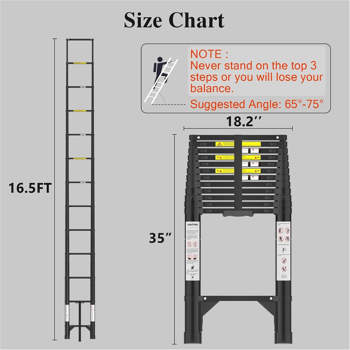 16.5 FT 330 Lbs Aluminum Telescoping Ladder F58923
