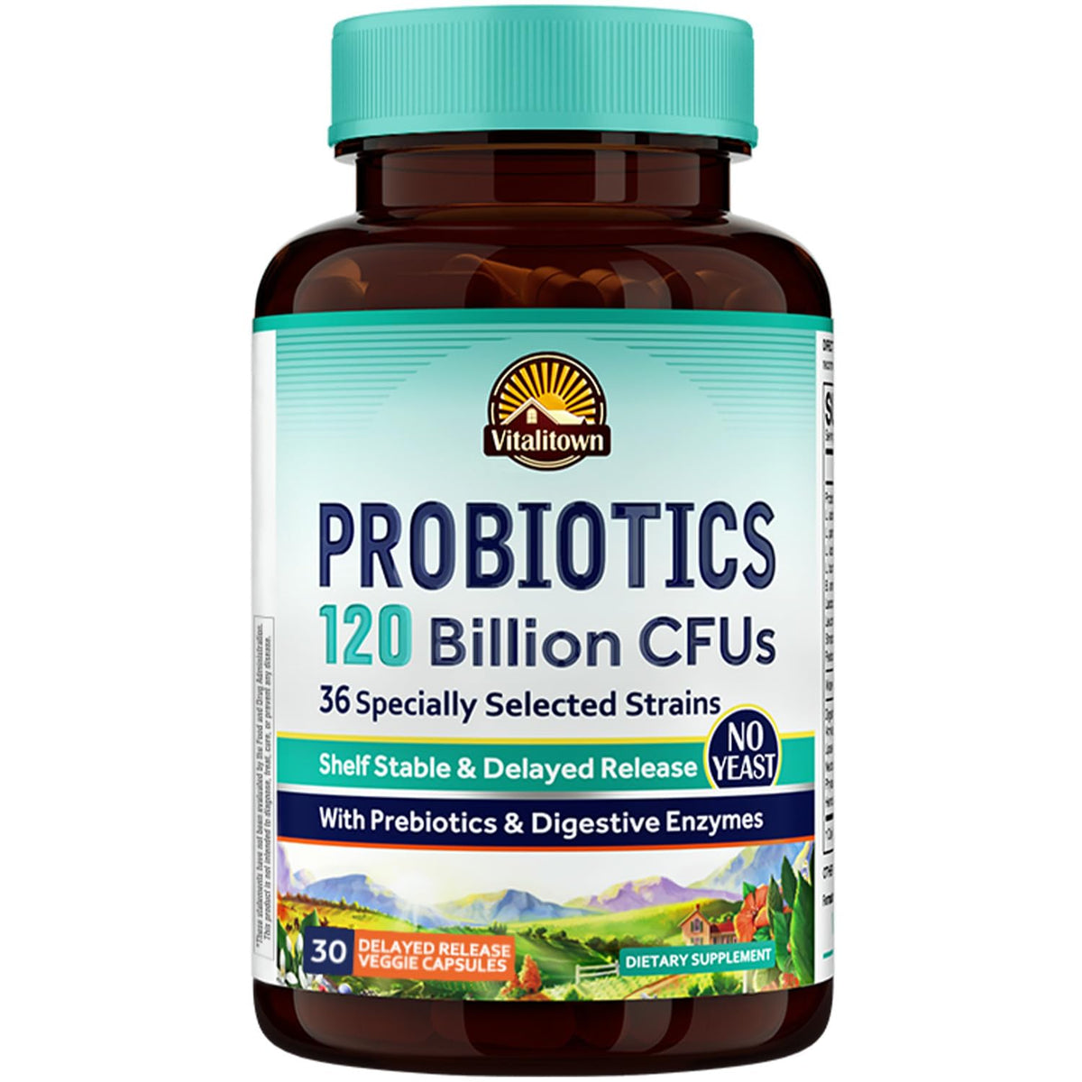 Probiotics 120 Billion CFUs 36 Strains with Prebiotics & Digestive Enzymes 30 Veg Caps M3074
