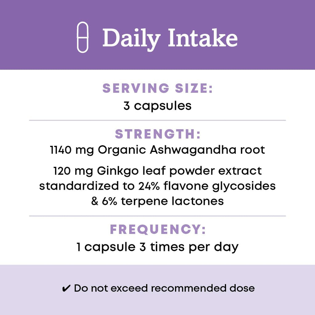 Organic Ashwagandha Ginkgo Vegan Capsules 90 Count N714465