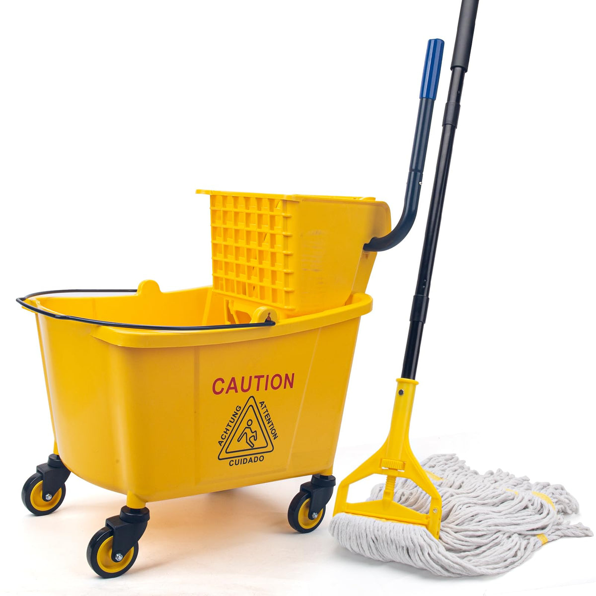 35 Quart Mop Bucket with Side Press Wringer on Wheels X155687