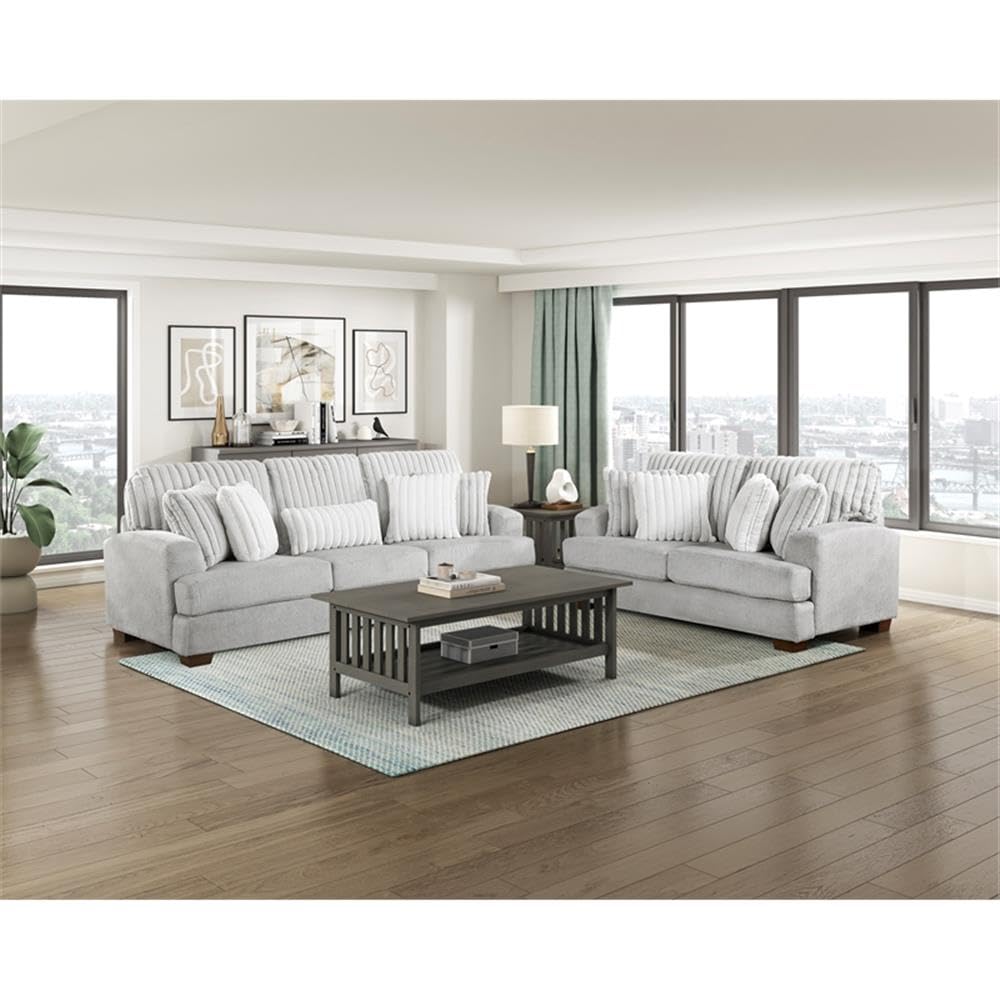 Light Gray Microfiber Upholstered Love Seat L863328
