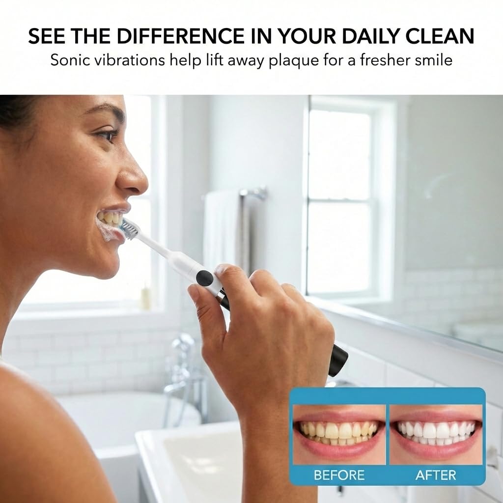 Black Battery Powered Electric Toothbrush with Extra Brush Head S4009