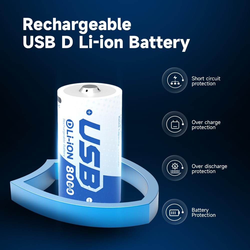 Rechargeable Lithium D Batteries 4 Pack W364738