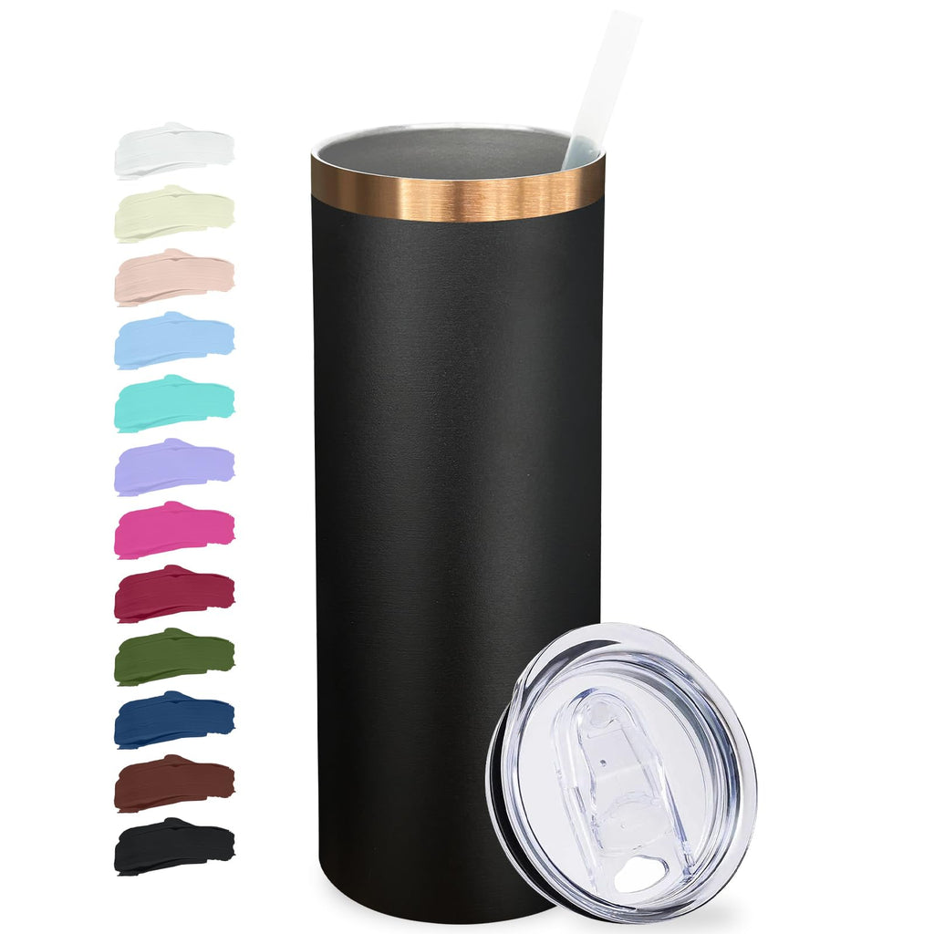 20 oz Skinny Tumblers with Lids and Straws Black G63840