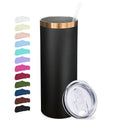 20 oz Skinny Tumblers with Lids and Straws Black G63840