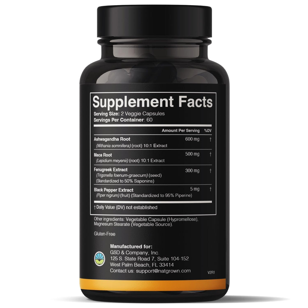 Ashwagandha Maca Root Fenugreek Capsules 120 Ct K431203