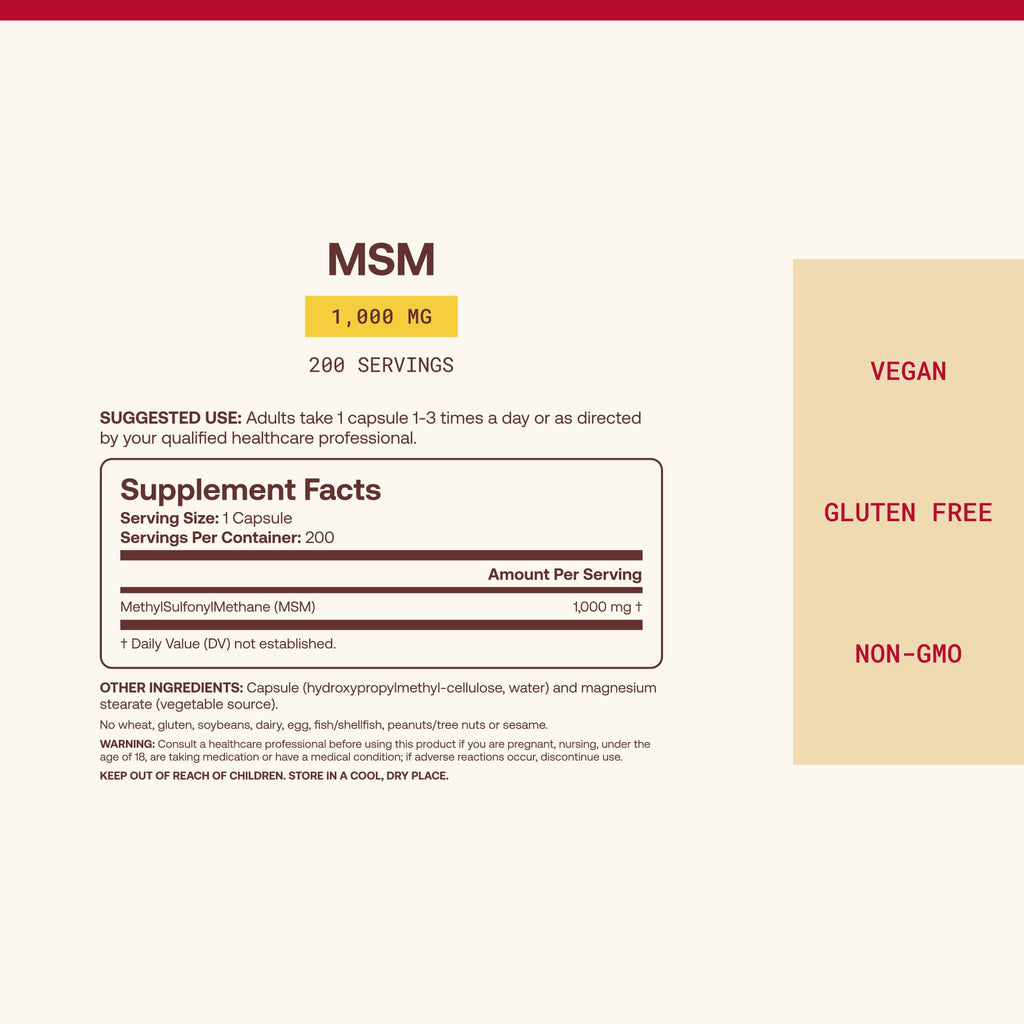 MSM Capsules 1,000 mg 200 Capsules Y6981