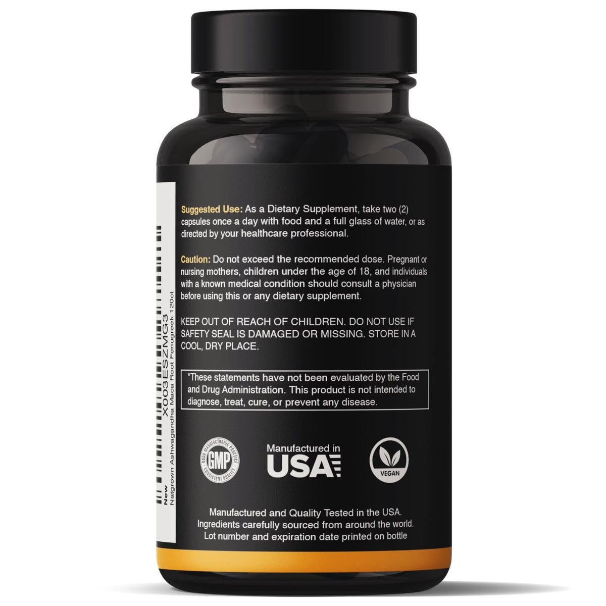 Ashwagandha Maca Root Fenugreek Capsules 120 Ct K431203