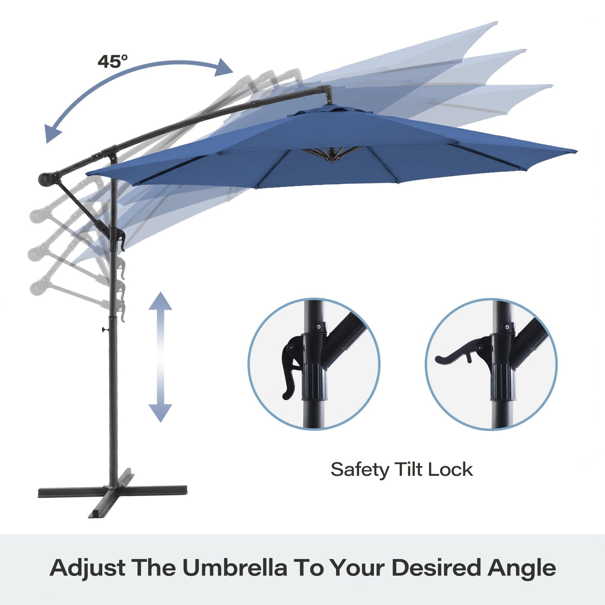 10ft Navy Blue Offset Cantilever Patio Umbrella N8583