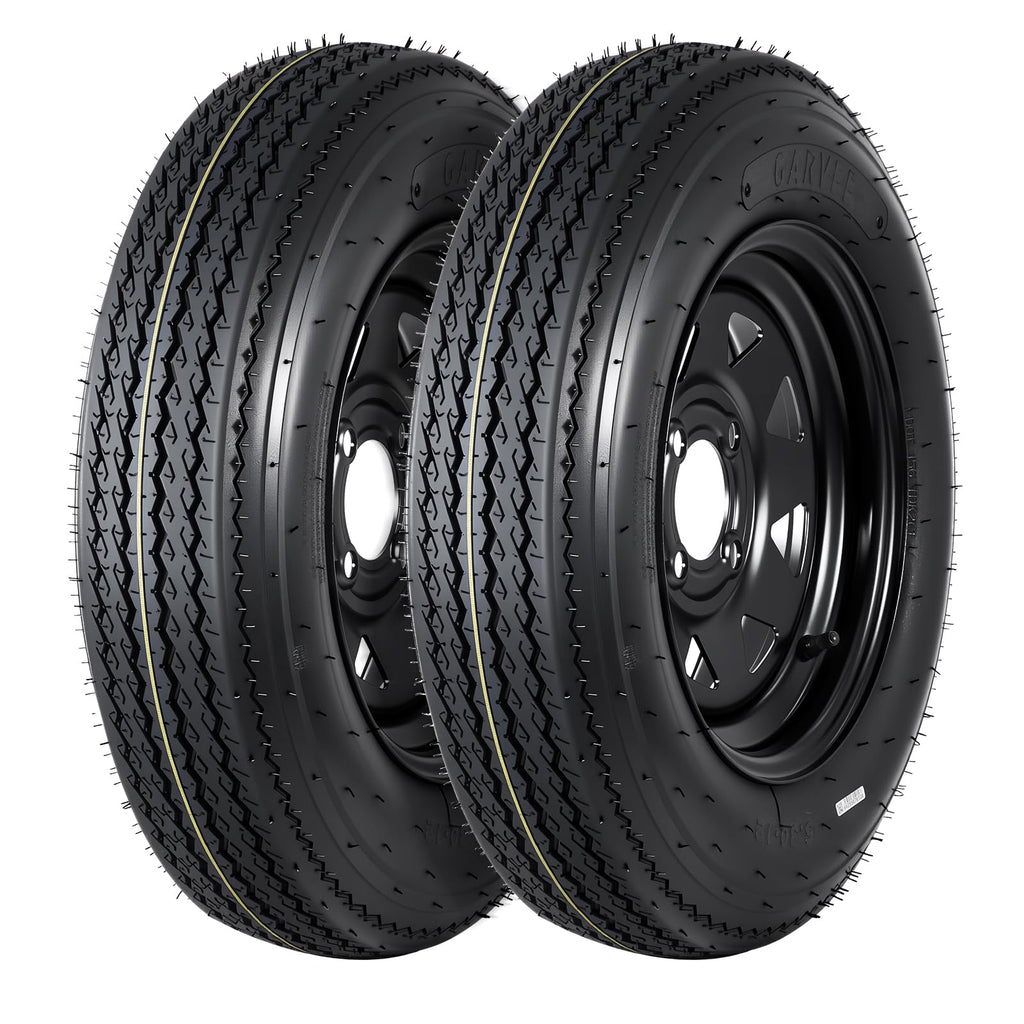 2-Pack Trailer Tire On Rim 5.30-12 4 Lug 12 in Wheels Load Range C Black A421
