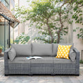 Light Grey Wicker 3-seat Outdoor Sofa with Cushions P350