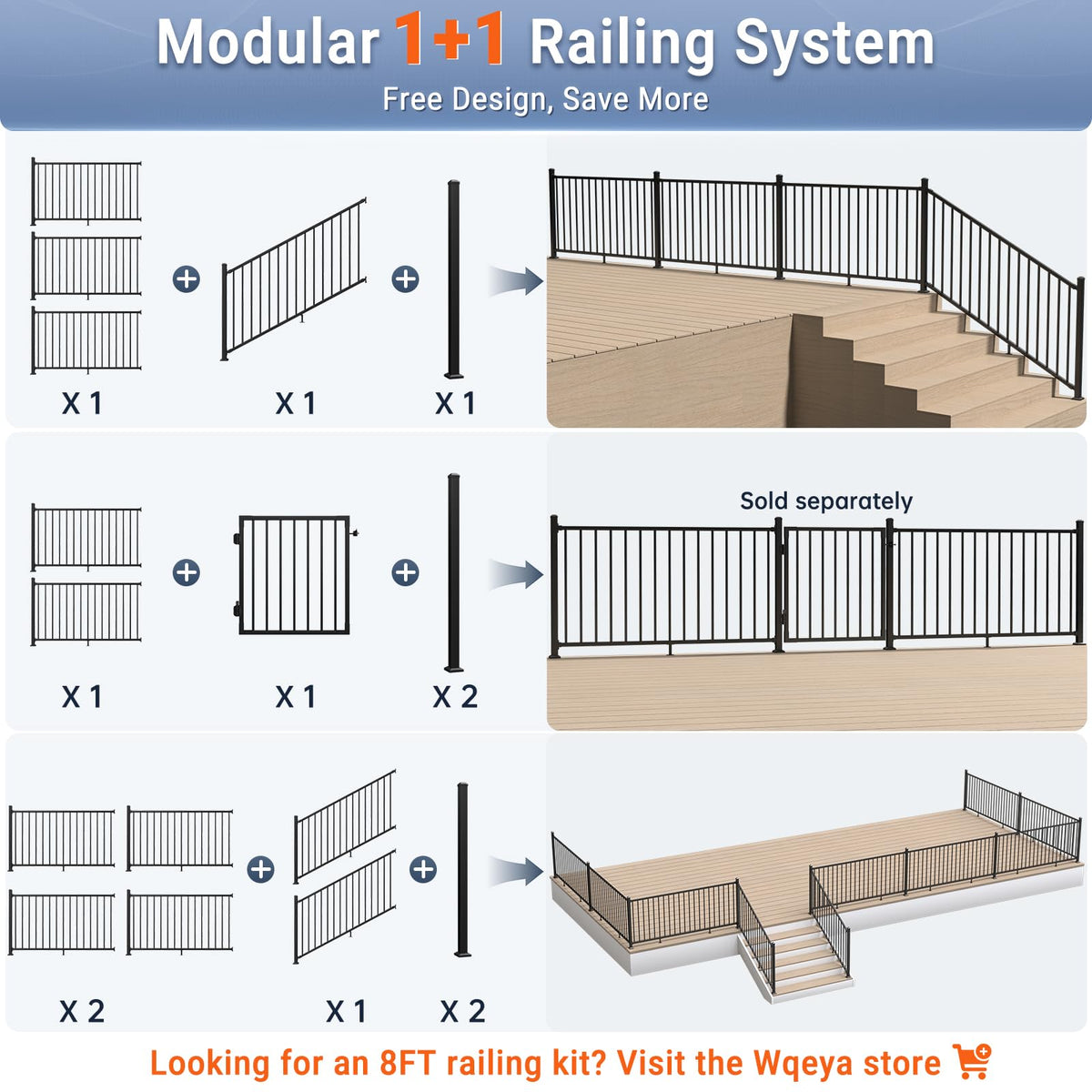 Aluminum Angle-Adjustable Stair Railing Kit S2825