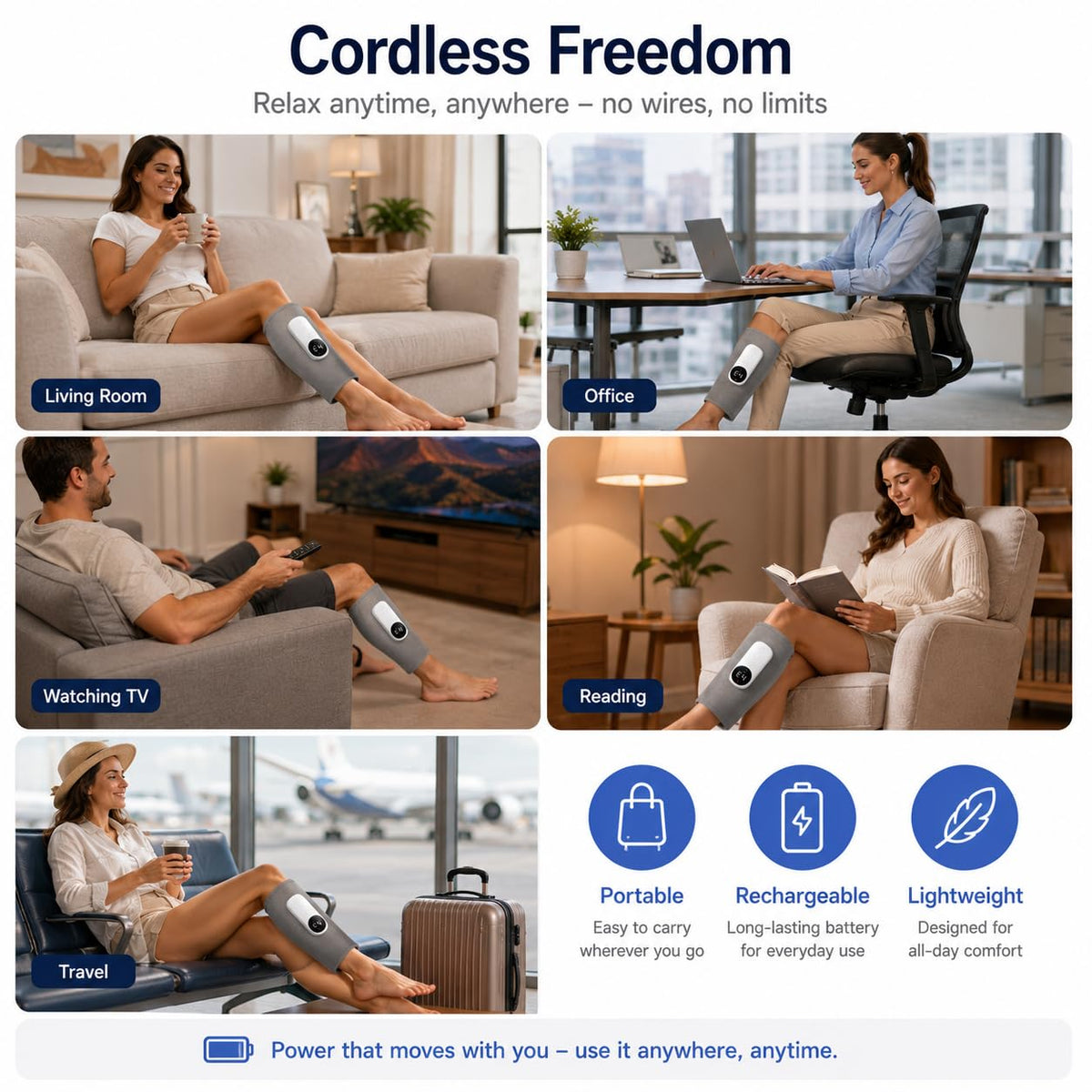 Cordless Air Massage Kneading Leg Massager T1901